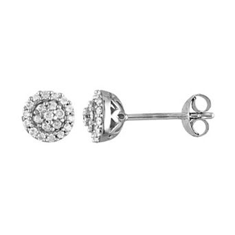 Stella Grace 1/4 Carat T.W. Diamond Sterling Silver Halo Cluster Stud Earrings