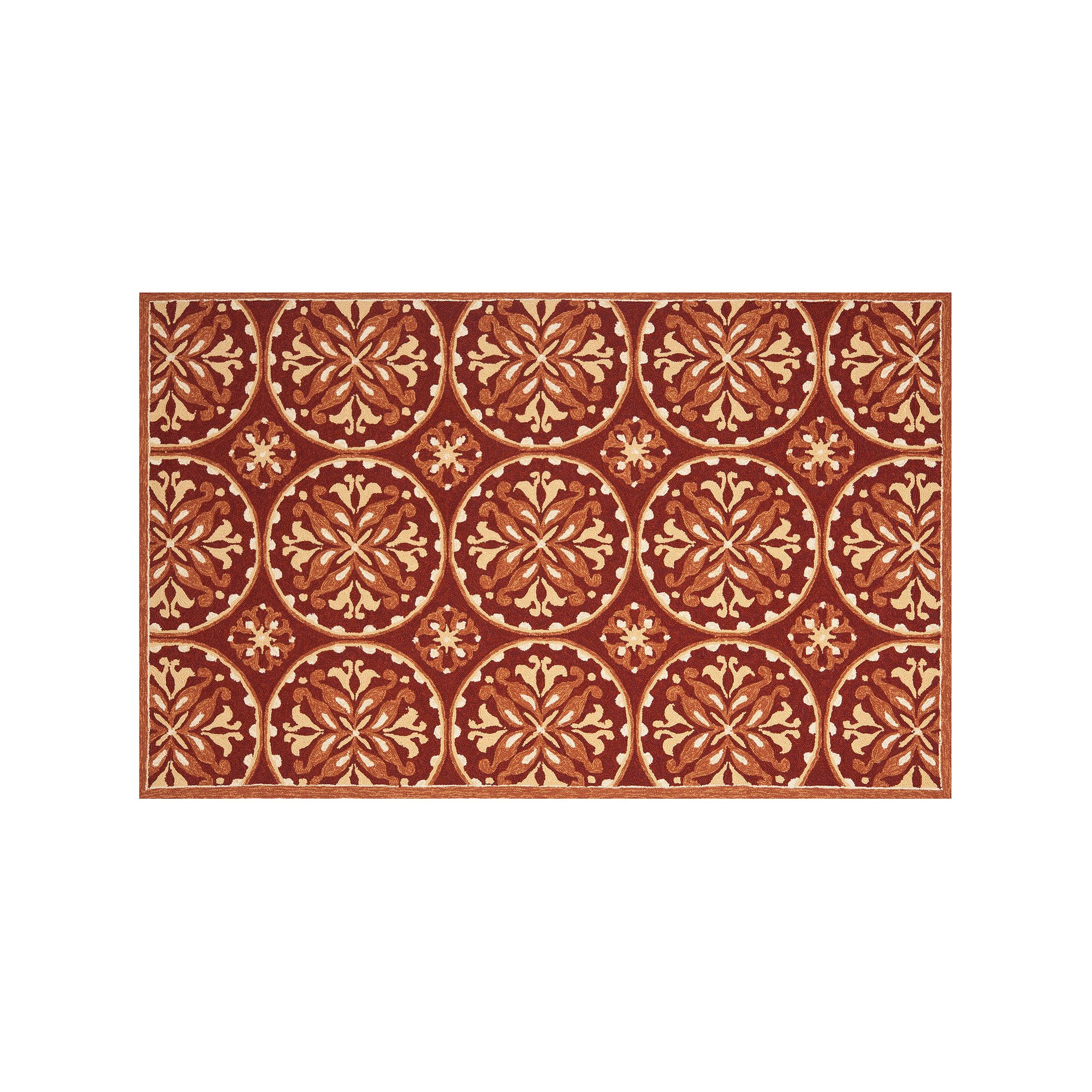 Safavieh Four Seasons Medallions Indoor Outdoor Rug, Red Orange