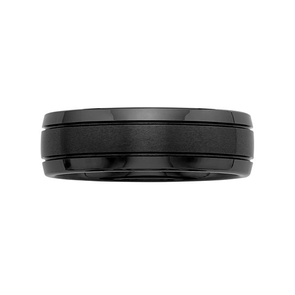 Men's Black Ceramic Multirow Wedding Band - Black (12)