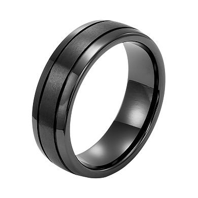 Boston Bay Diamonds Men's Black Ceramic Multirow Wedding Band