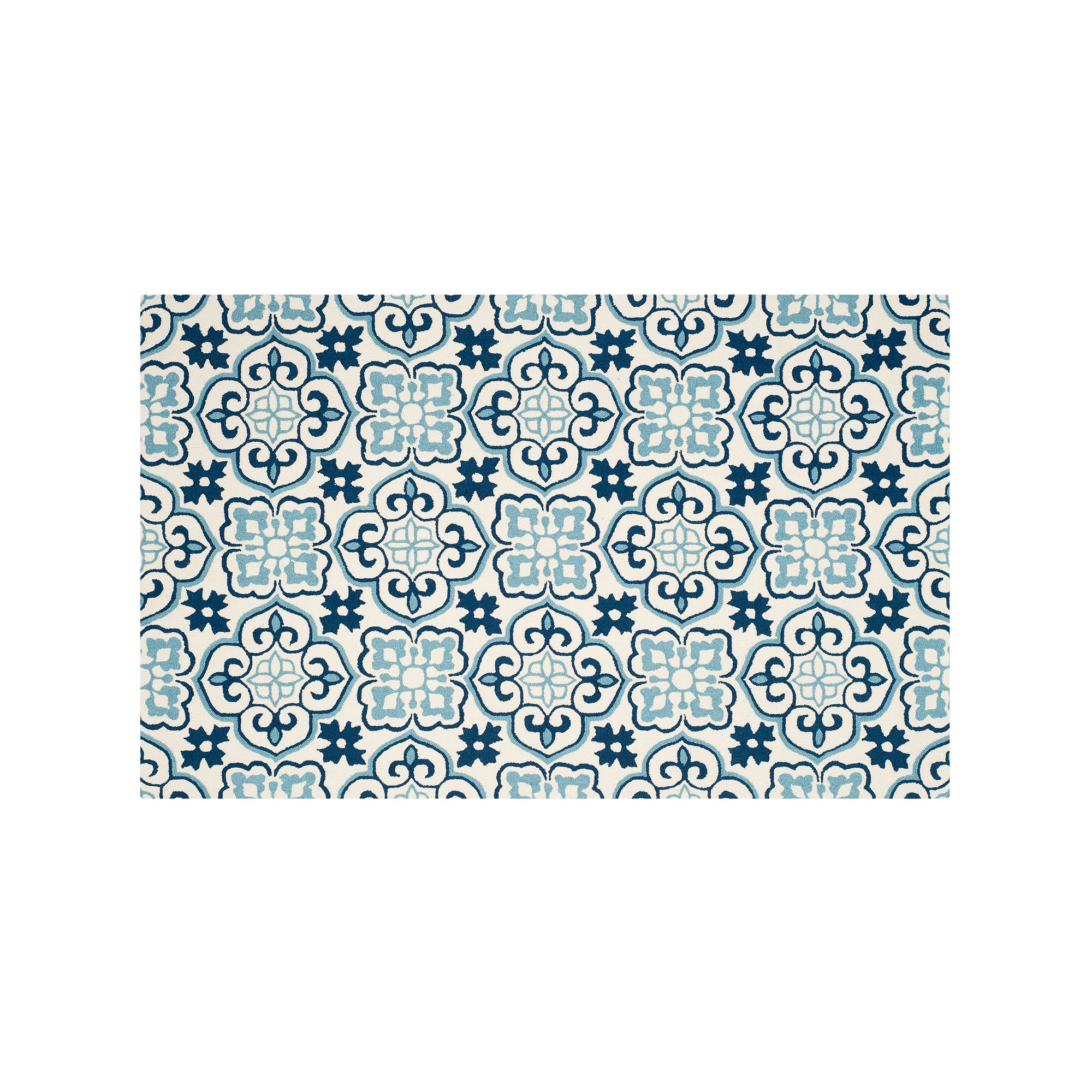Safavieh Four Seasons Royal Medallion Indoor Outdoor Rug, Blue Ivory