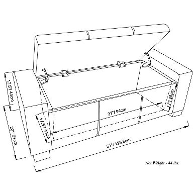 Simpli Home Laredo Slate Gray Rectangular Storage Ottoman Bench 