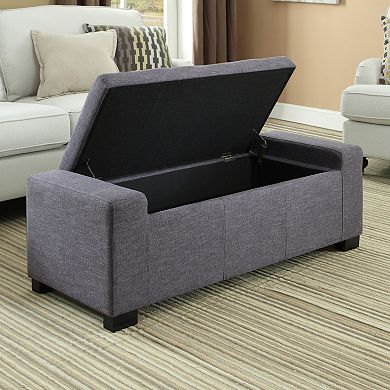 Simpli Home Laredo Slate Gray Rectangular Storage Ottoman Bench