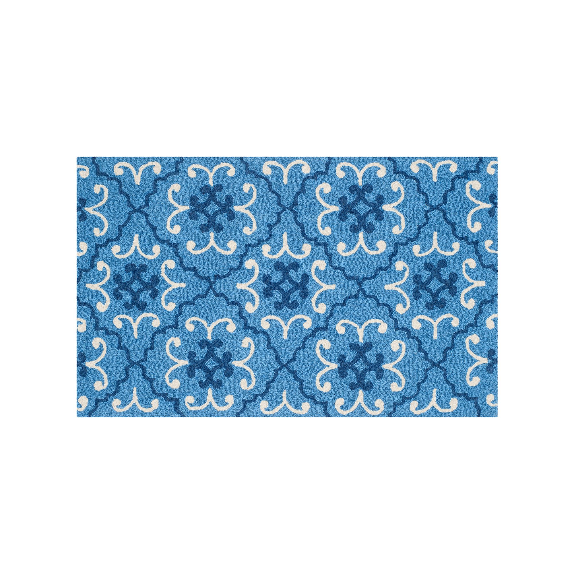 Safavieh Four Seasons Moroccan Medallion Indoor Outdoor Rug, Blue Ivory