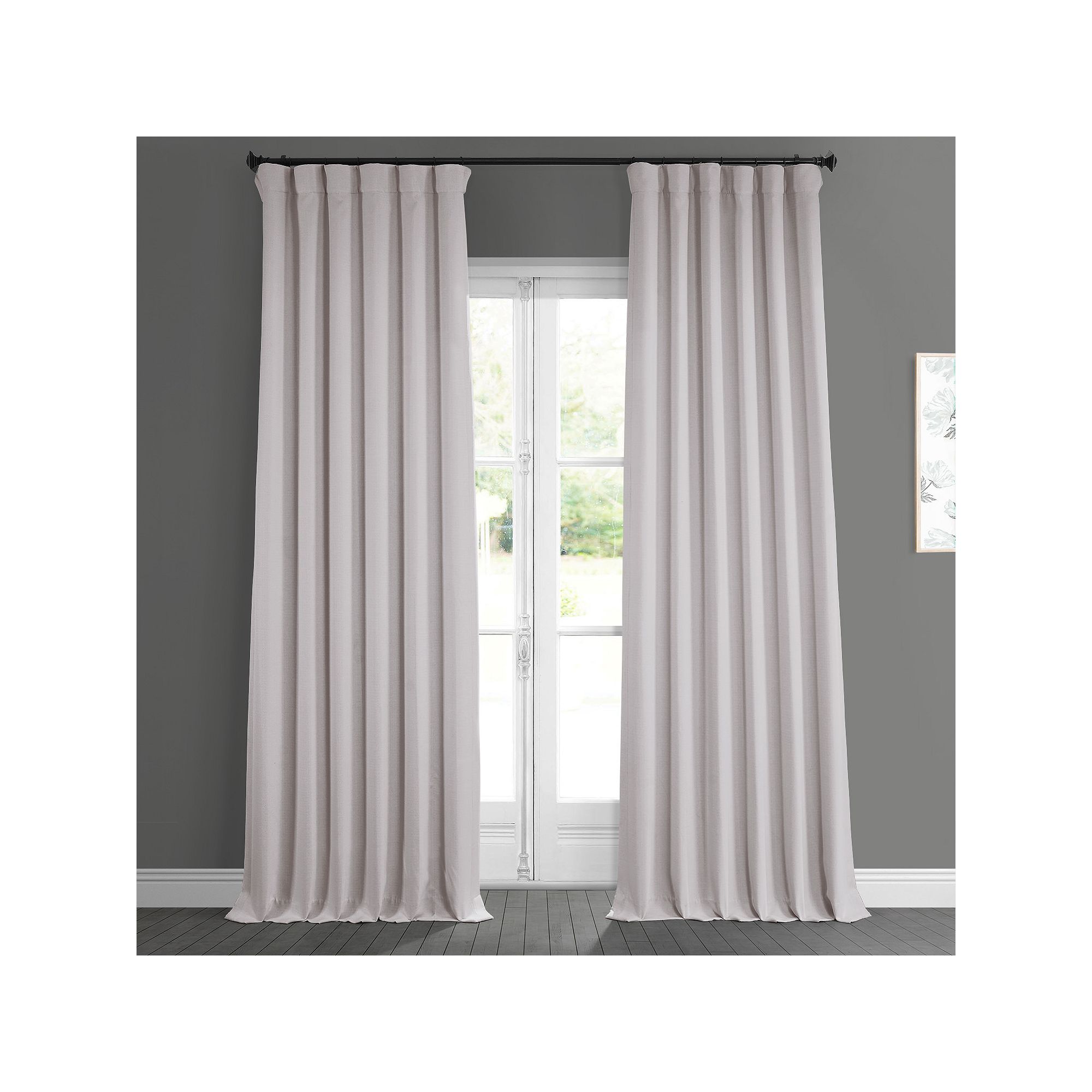 EFF 1-Panel Solid Faux-Linen Window Curtain, Brown