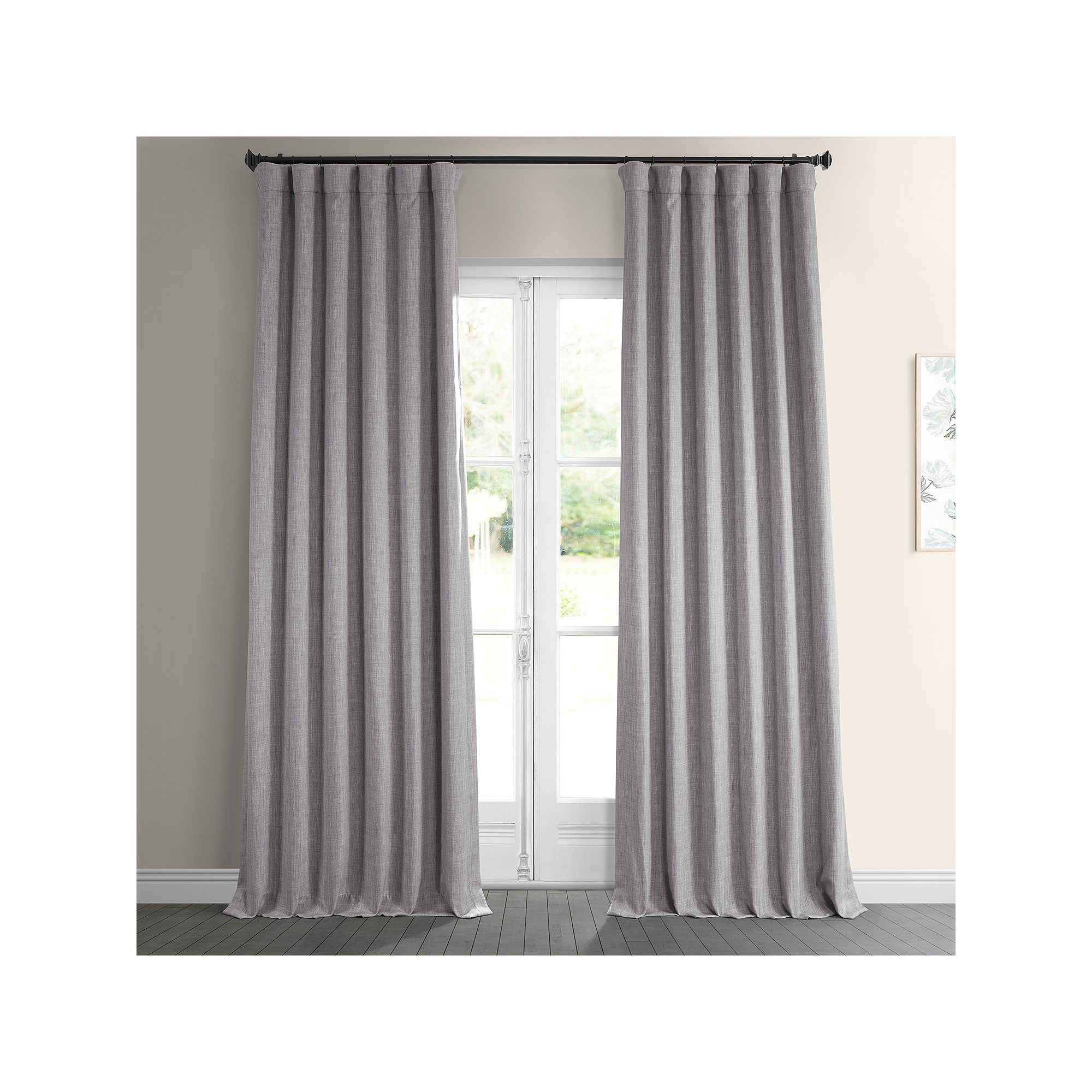 EFF 1-Panel Solid Faux-Linen Window Curtain, Clay