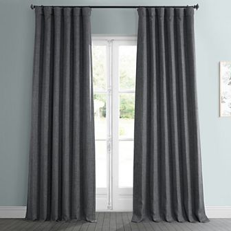 EFF 1-Panel Solid Faux-Linen Window Curtain
