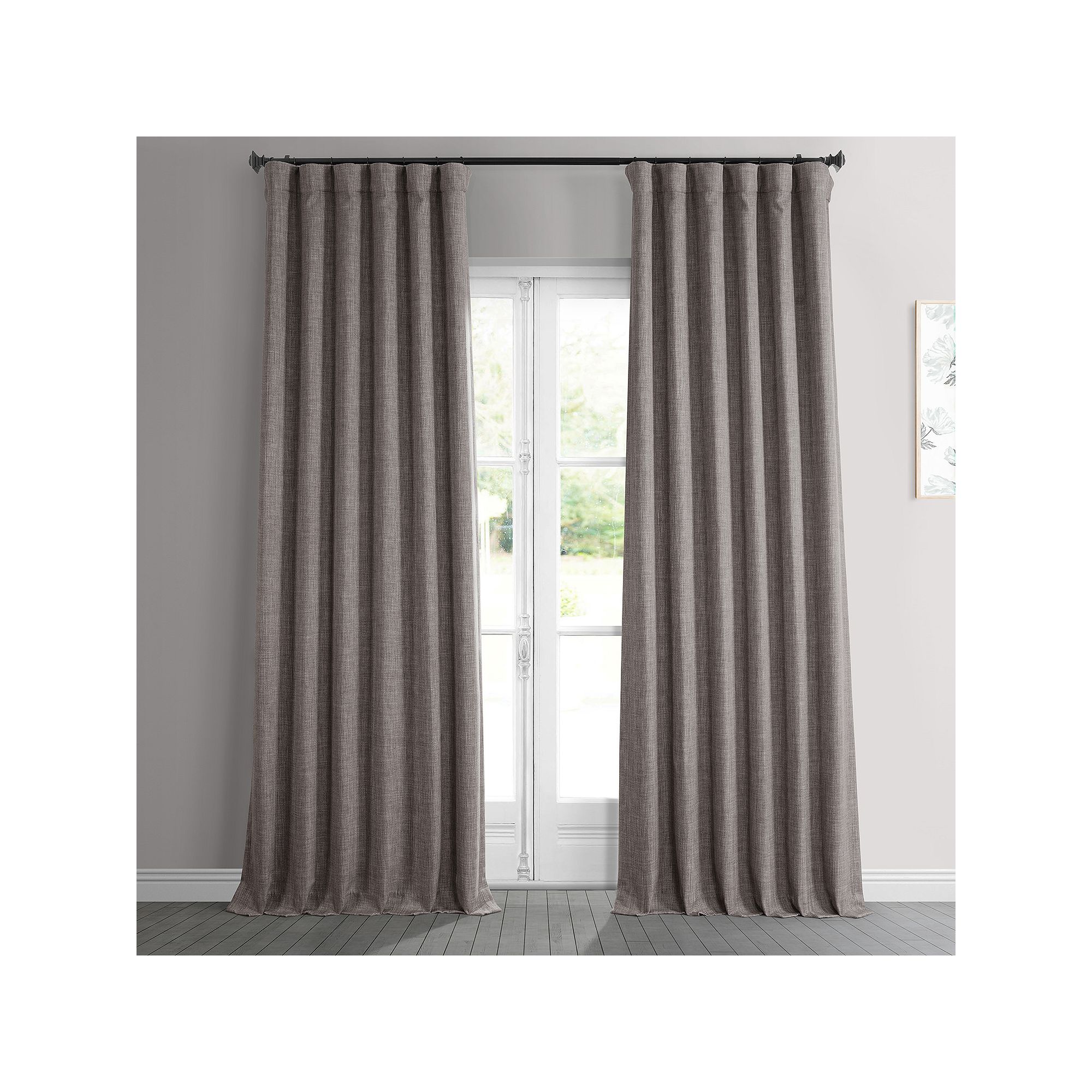 EFF 1-Panel Solid Faux-Linen Window Curtain, Mink