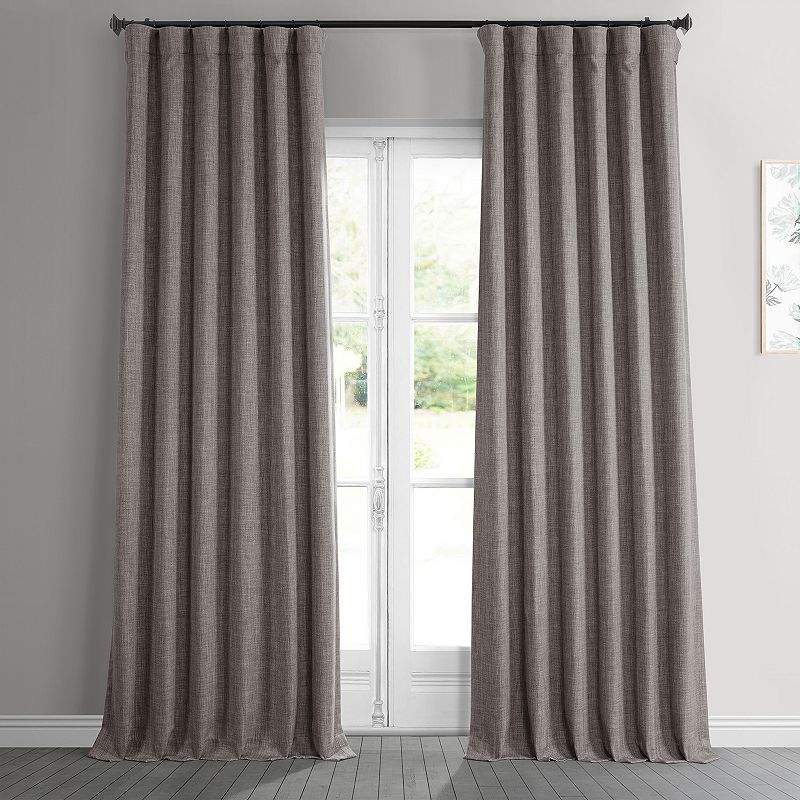 Exclusive Fabries Faux Linen Blackout Curtain Mink 108 in