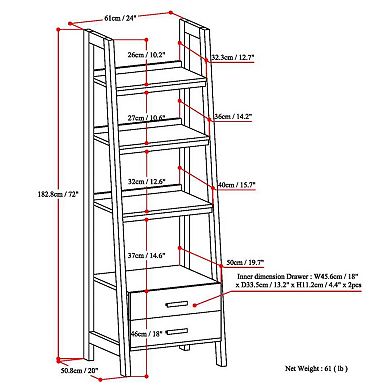 Simpli Home Sawhorse Ladder Storage Bookshelf