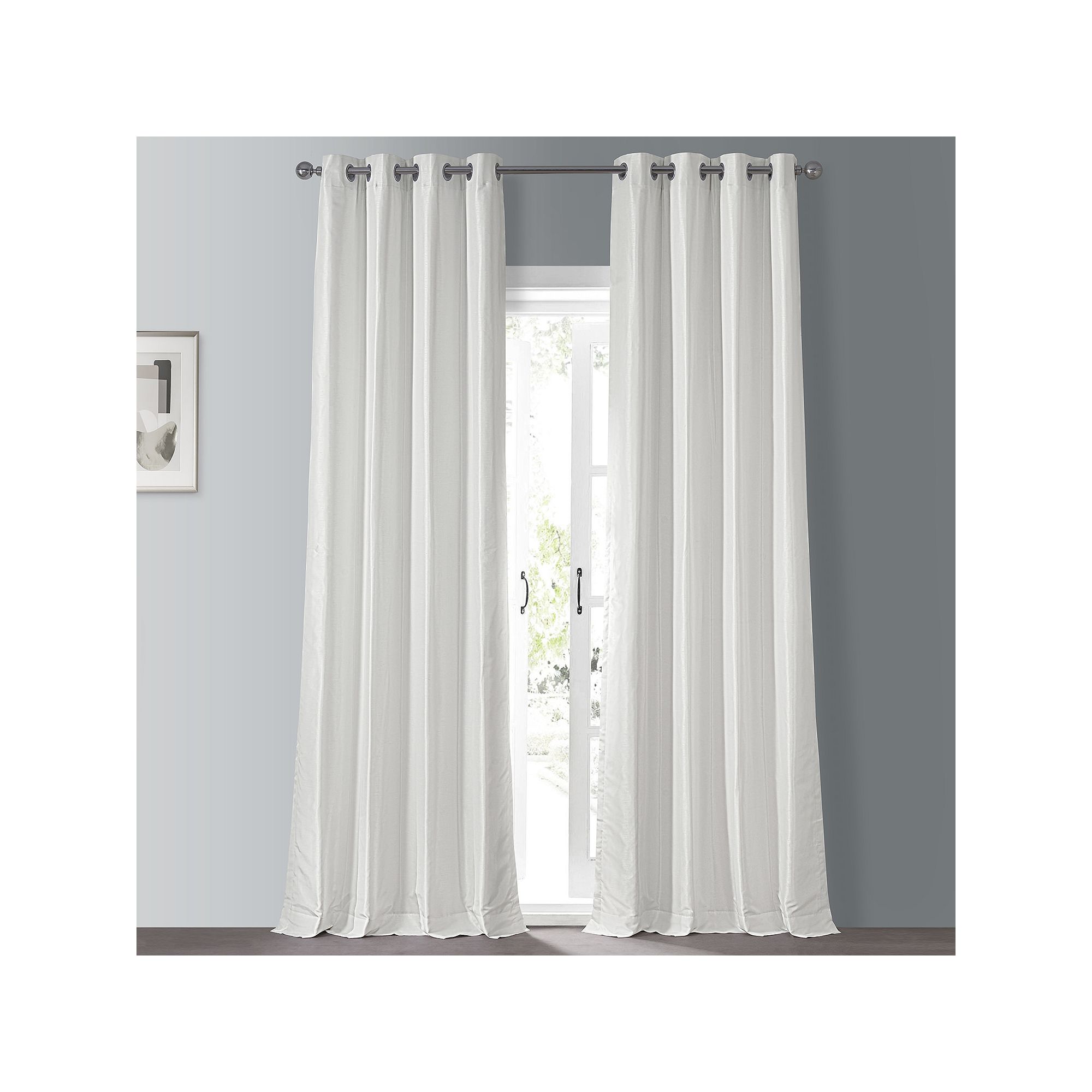 EFF 1-Panel Grommet Blackout Vintage Textured Faux Silk Duponi Window Curta