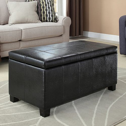 Simpli Home Dover Rectangular Storage Ottoman Bench