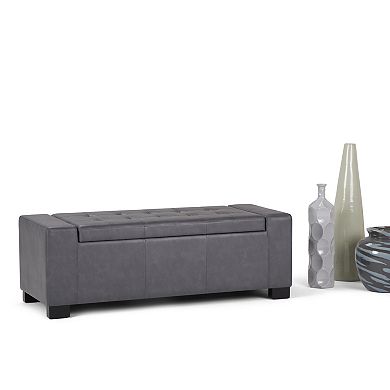 Simpli Home Laredo Rectangular Storage Ottoman Bench