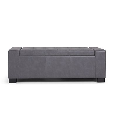 Simpli Home Laredo Rectangular Storage Ottoman Bench