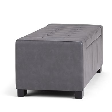 Simpli Home Laredo Rectangular Storage Ottoman Bench