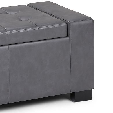 Simpli Home Laredo Rectangular Storage Ottoman Bench