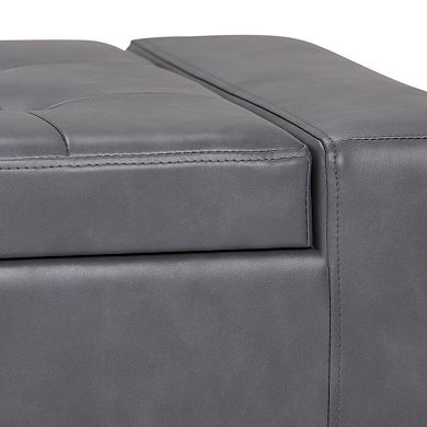 Simpli Home Laredo Rectangular Storage Ottoman Bench