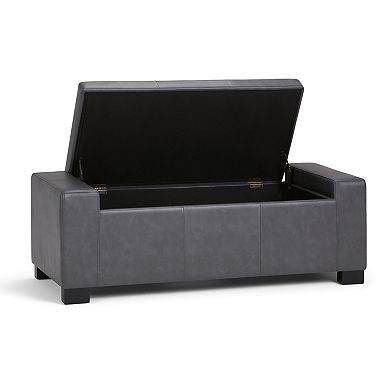 Simpli Home Laredo Rectangular Storage Ottoman Bench