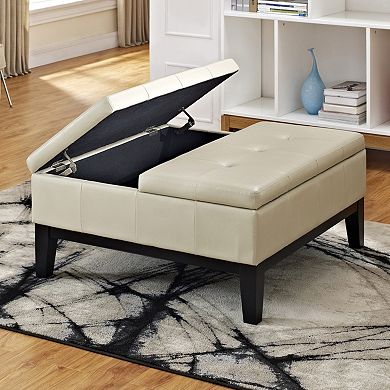 Simpli Home Dover Square Coffee Table Storage Ottoman