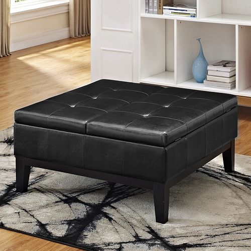 Simpli Home Dover Square Coffee Table Storage Ottoman