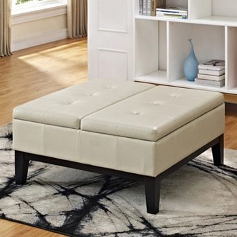Simpli Home Dover Square Coffee Table Storage Ottoman