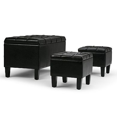 Simply Home Dover Faux-Leather Storage Ottoman Bench 3-piece Set