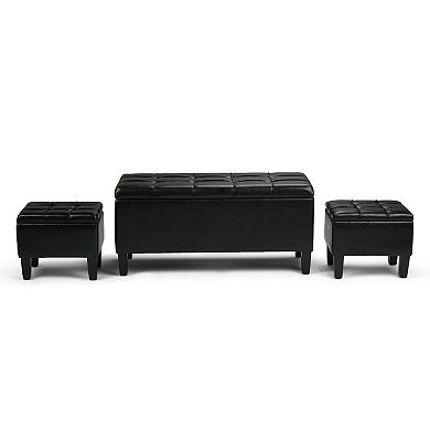 Simply Home Dover Faux-Leather Storage Ottoman Bench 3-piece Set