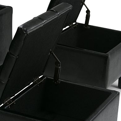 Simply Home Dover Faux-Leather Storage Ottoman Bench 3-piece Set