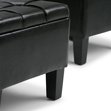 Simply Home Dover Faux-Leather Storage Ottoman Bench 3-piece Set