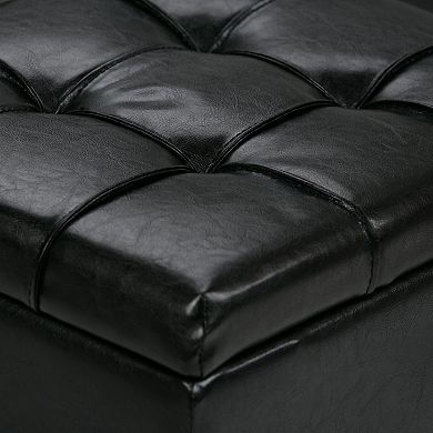 Simply Home Dover Faux-Leather Storage Ottoman Bench 3-piece Set