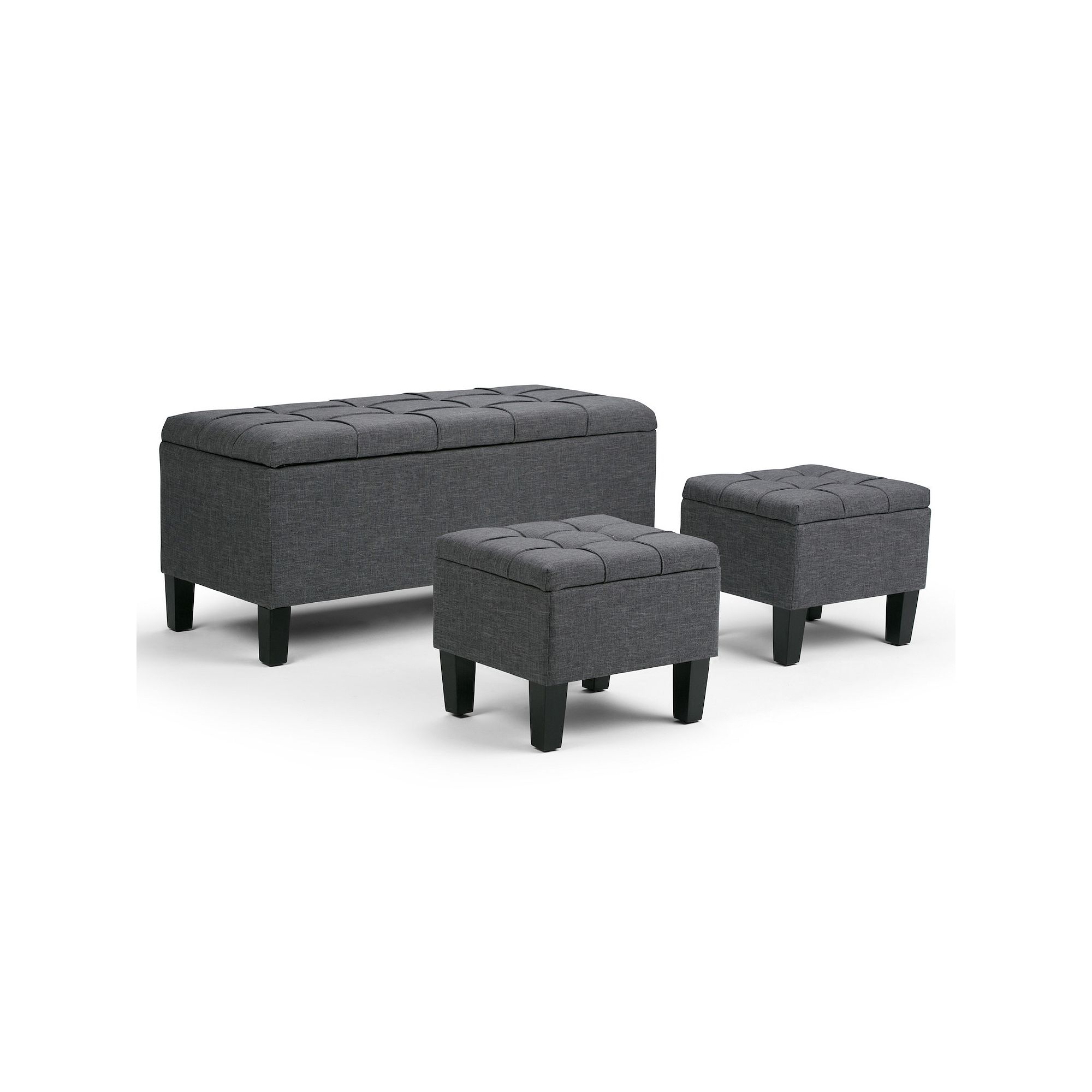 Simply Home Dover Storage Ottoman Bench 3-piece Set, Grey Gray