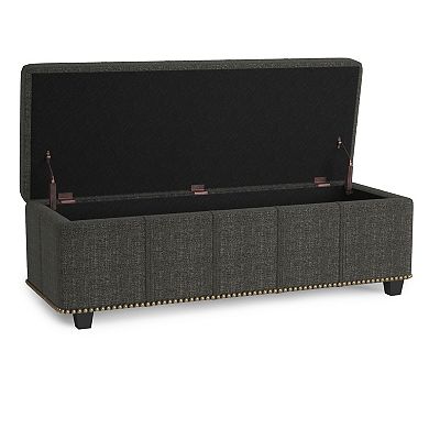 Simpli Home Kingsley Rectangular Storage Ottoman Bench 