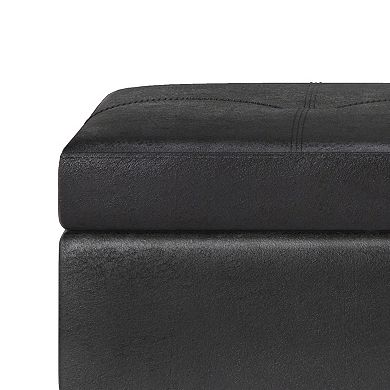 Simpli Home Oregon Faux-Leather Storage Ottoman & Tray 2-piece Set