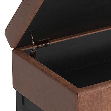 Simpli Home Oregon Faux-Leather Storage Ottoman & Tray 2-piece Set