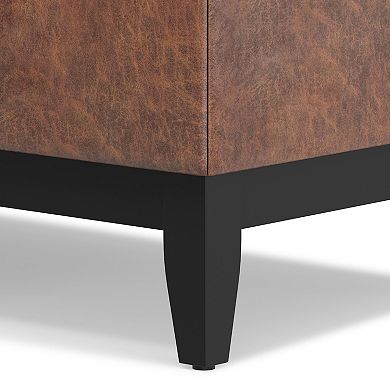 Simpli Home Oregon Faux-Leather Storage Ottoman & Tray 2-piece Set