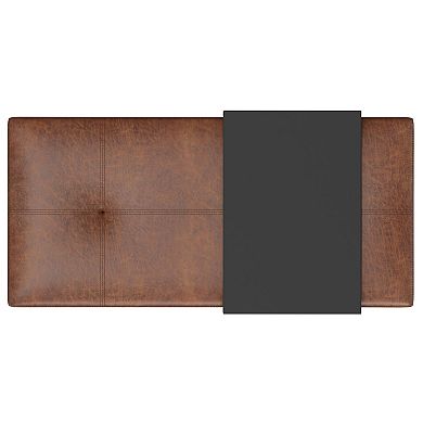 Simpli Home Oregon Faux-Leather Storage Ottoman & Tray 2-piece Set
