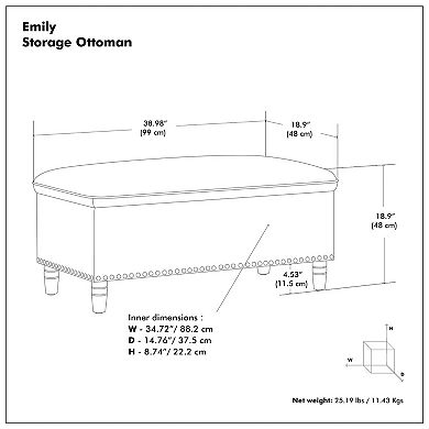 Simpli Home Pillow Top Storage Ottoman