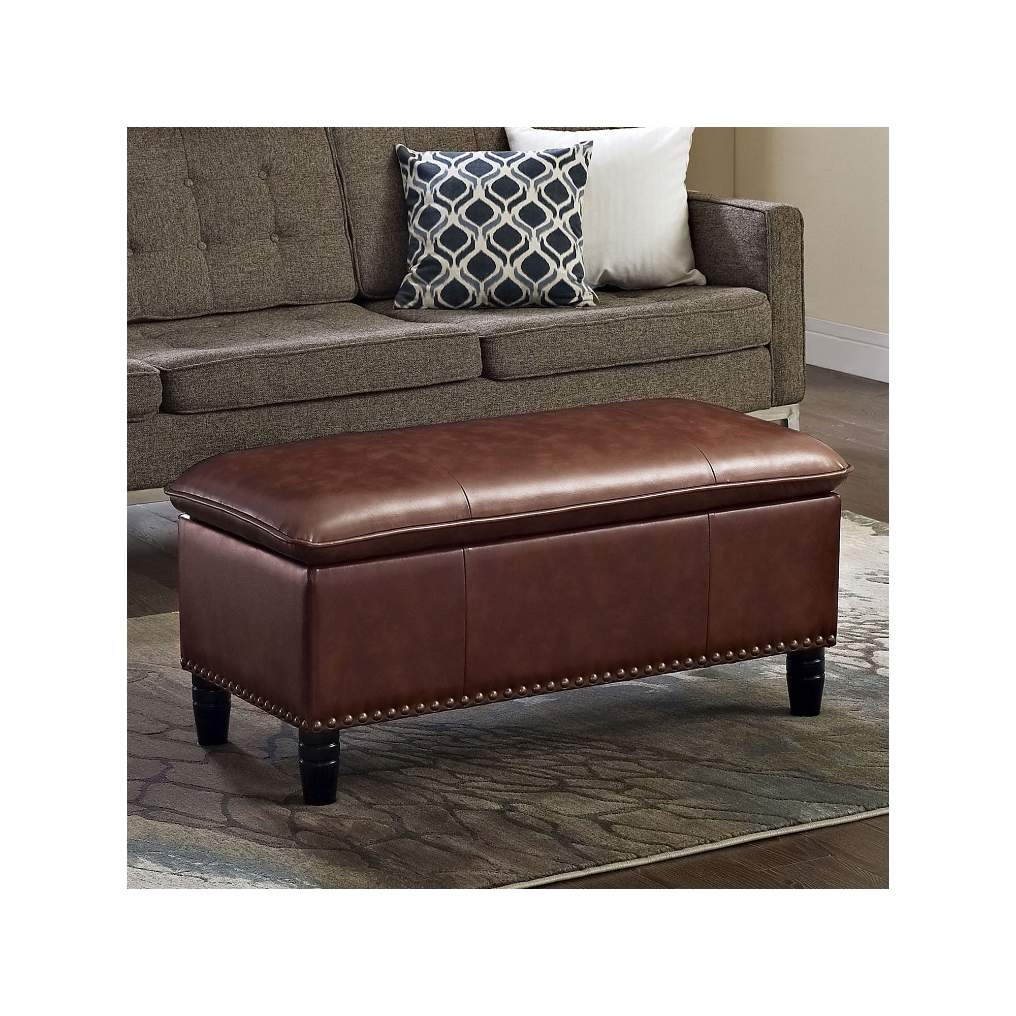 Simpli Home Pillow Top Storage Ottoman, Red