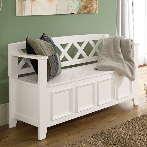 Simpli Home Amherst Pine Entryway Storage Bench