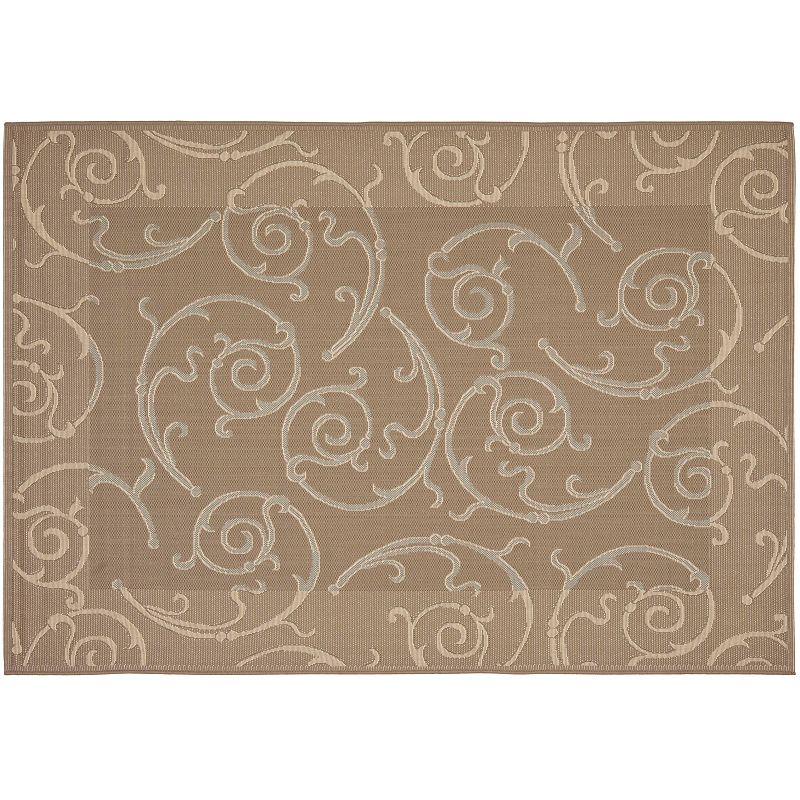 Safavieh Courtyard Scroll Indoor Outdoor Rug, Beig/Green, 8X11 Ft