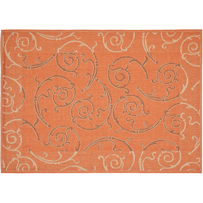 Safavieh Courtyard Scroll Indoor Outdoor Rug, Orange, 8X11 Ft