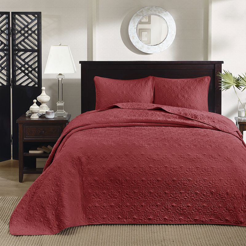 Madison Park Mansfield 3-pc. Bedspread Set, Red, King