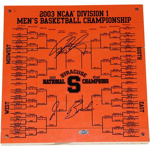 Steiner Sports Syracuse Orange Jim Boeheim & Carmelo Anthony 12 x 12 Signed Bracket