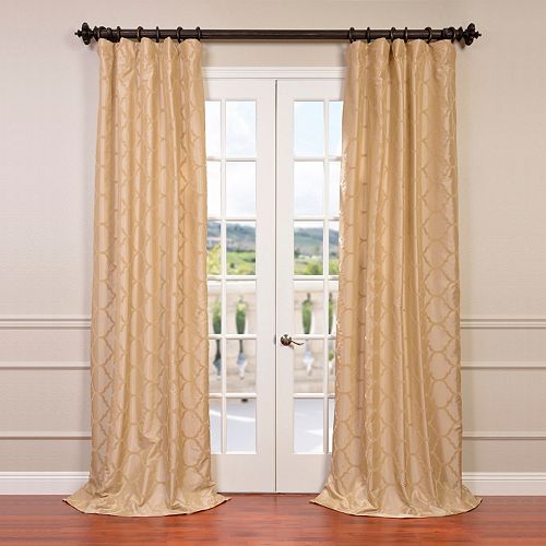 EFF Marakesh Bone Flocked Faux Silk Taffeta Curtain