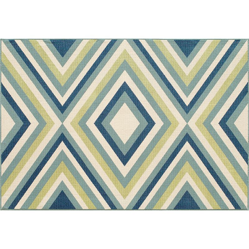 Momeni Baja Zigzag Indoor Outdoor Rug, Blue, 8X11 Ft