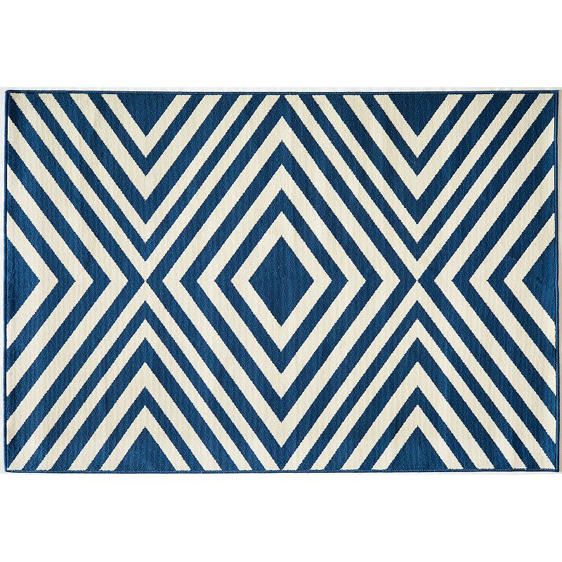 Momeni Baja Zigzag Indoor Outdoor Rug, Blue, 8.5X13 Ft