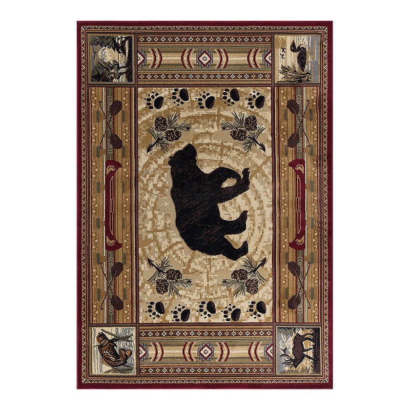 Tayse Nature Area Rug 6550 Novelty Brown Bears Sailing 2 ft  7 in x 9 ft 10 in.  Rectangle