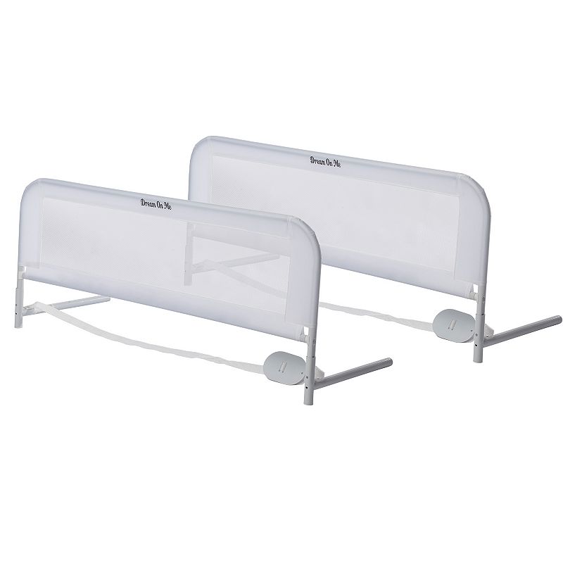 Dream On Me Adjustable Mesh Bed Rail Double Pack  Breathable and Durable Fabric  White