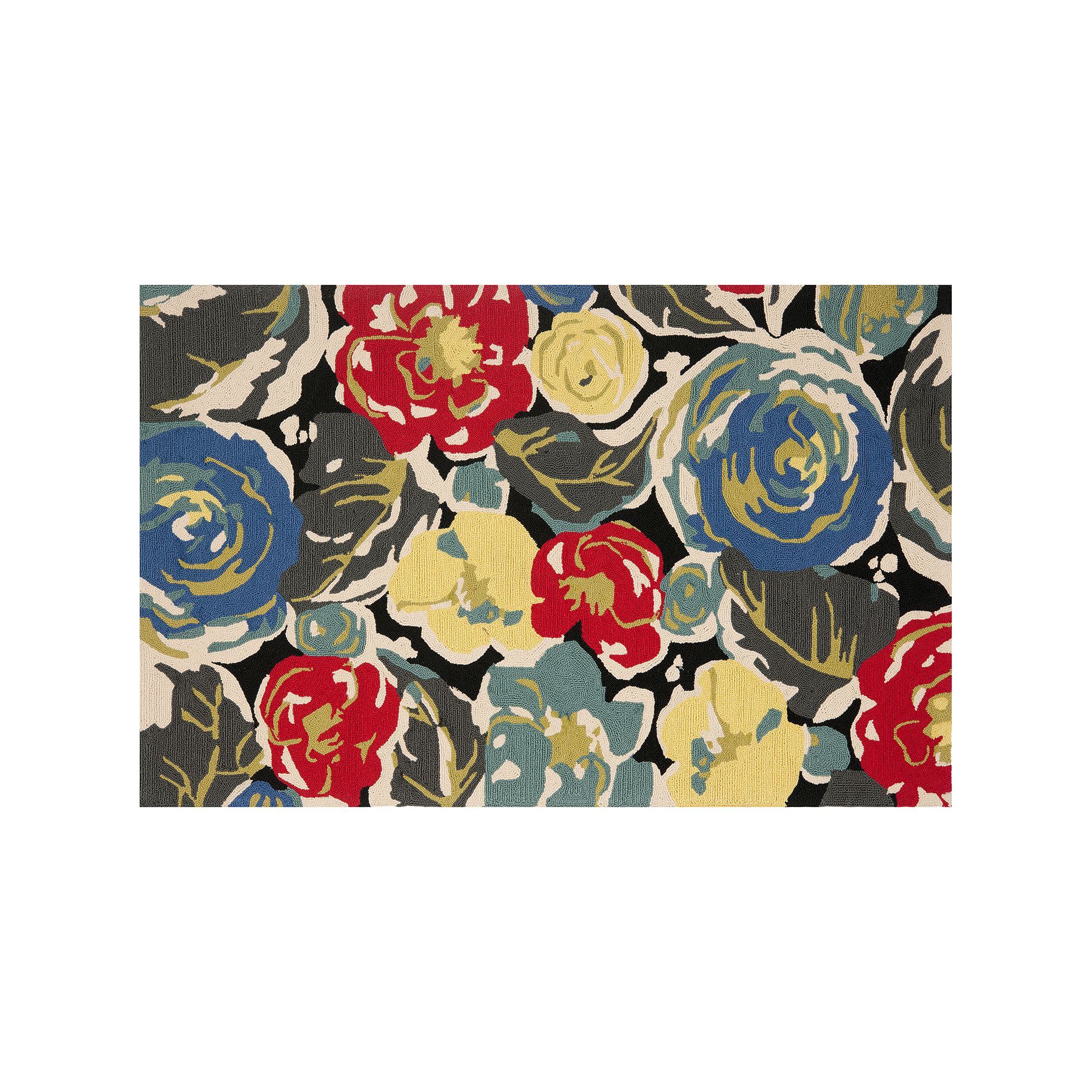 Safavieh Four Seasons Avon Floral Indoor Outdoor Rug, Black Team