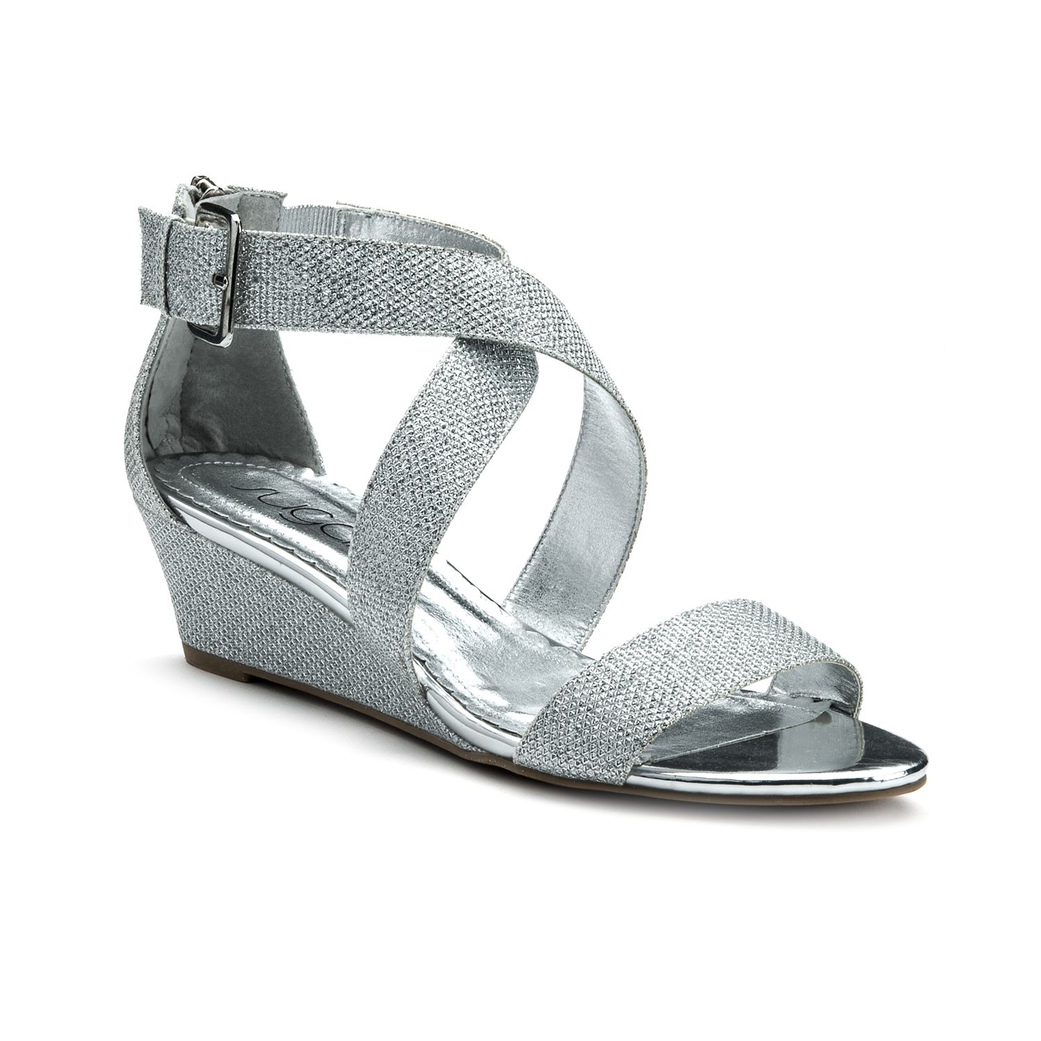 silver strappy wedge sandals